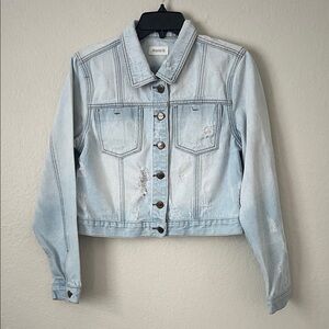 Like New! Mono B Distressed Light Blue Jean Jacket in Size M